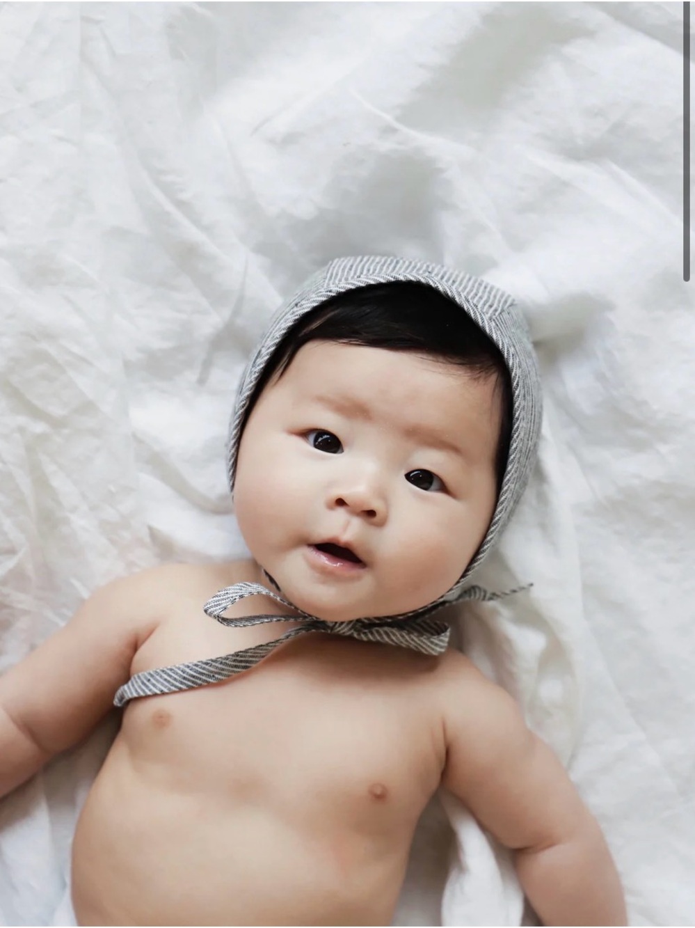 Dark Gray Baby Bonnet with Tie - BRIAR BABY 18m